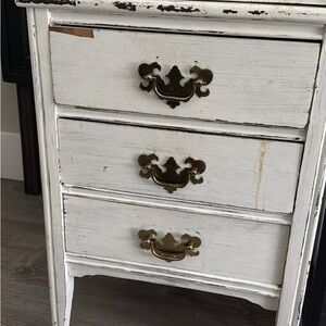 Vintage White Wooden Dresser with Brass Handles